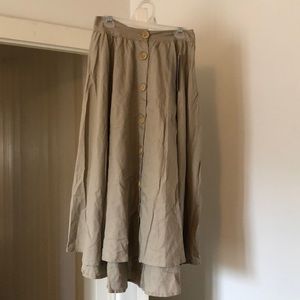 Goodnight Macaroon Tan Midi Button Down Skirt NWT